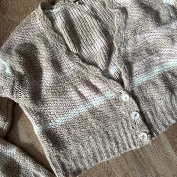 Free People White Beige Fine Time Sweater Fine Time Button Down Cardigan Size XS - Picture 4 of 6